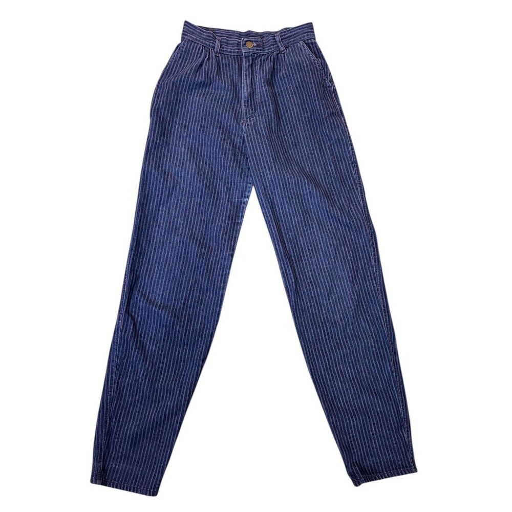 Vintage Lee Riders Jeans Striped High Rise Railroad Pleated USA Made 12